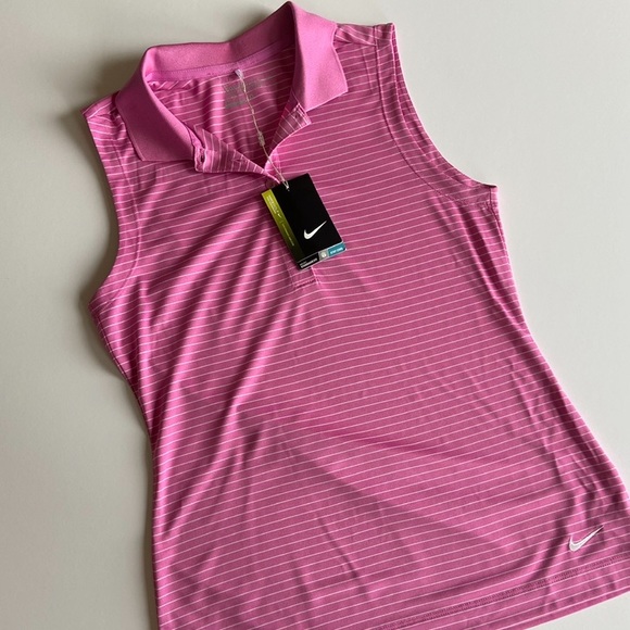 Nike Tops - Nike Golf Tank Polo Size Small Pink White Collar Sleeveless